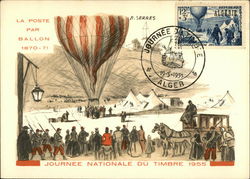 Postal service delivered by a balloon. 1870-71 Postcard