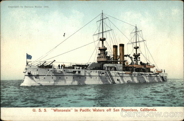 U.S.S. Wisconsin in Pacific Waters off San Francisco, California