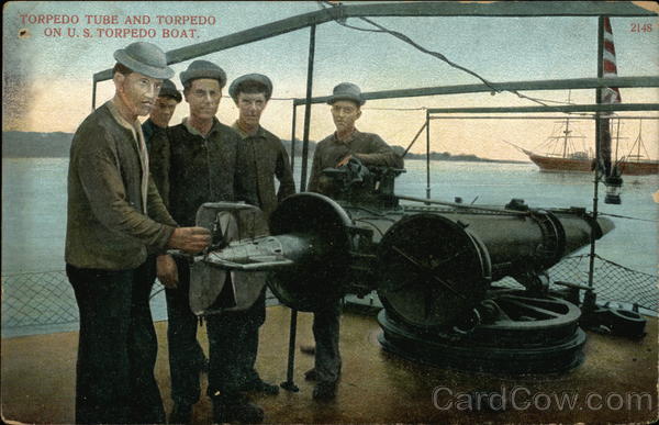 Torpedo Tube and Torpedo on U.S. Torpedo Boat Navy