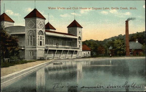 Water Works and Club House at Goguac Lake Battle Creek Michigan