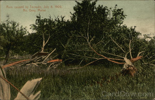 Ruin Caused by Tornado, July 8, 1909 North Gray Maine