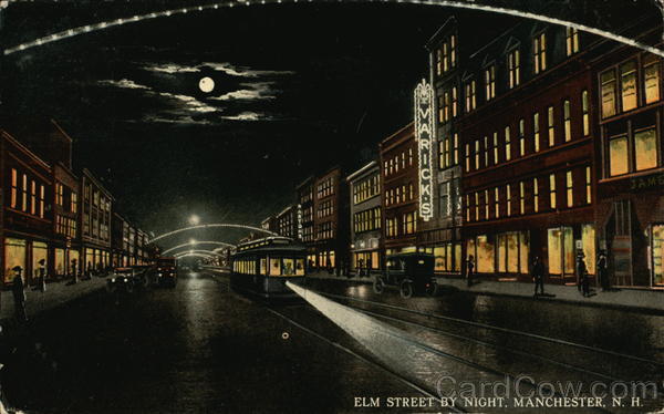 Elm Street by Night Manchester New Hampshire