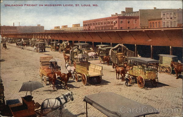Unloading Freight on MIssissippi Levee St. Louis Missouri