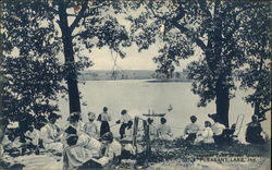 People at the Lake Pleasant Lake, IN Postcard Postcard