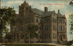 New School Building Postcard