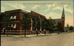 High School and Baptist Church, Central Avenue Postcard