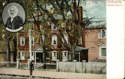 H.W. Longfellow & the Longfellow Mansion Postcard
