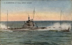 U.S. Submarine at Full Speed Ahead Postcard