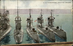 U.S. Submarines Awaiting Orders Navy Postcard Postcard