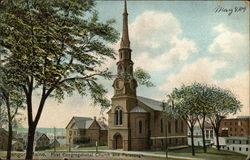 First Congregational Church and Parsonage Bangor, ME Postcard Postcard