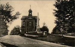 Court House and Soldiers Monument Bath, ME Postcard Postcard