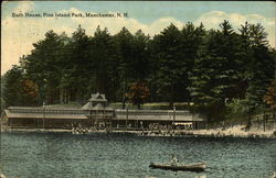 Bath House, Pine Island Park Postcard