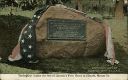 Tablet That Marks the Site of Lincoln's First Home Harristown, IL Postcard Postcard