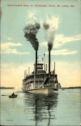 Government Boat on Mississippi River St. Louis, MO Postcard Postcard