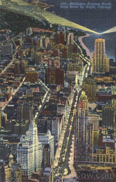 Michigan Avenue North From River By Night Chicago Illinois
