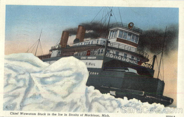 Chief Wawatam Stuck In The Ice In Straits Of Mackinac Michigan