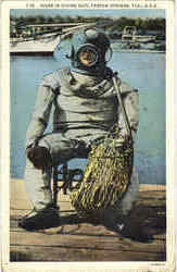 Diver In Diving Suite Tarpon Springs, FL Postcard Postcard