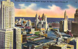 Wacker Drive And Chicago River Through The Skyscrapers Postcard