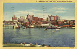 Tampa Skyline From Davis Island Postcard