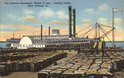 Steamboat Robert E. Lee LOading Cotton Postcard