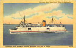 Michigan State Auto Ferry City Of Cheboygan Postcard