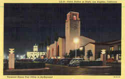 Union Station At Night Los Angeles, CA Postcard Postcard