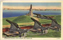 Cannon At Historic Fort Machinery Postcard