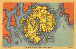Map Of Mount Desert Island Postcard