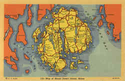 Map Of Mount Desert Island Maine Postcard Postcard
