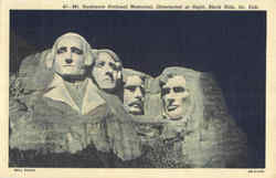 Mt. Rushmore National Memorial Illuminated At Night Black Hills, SD Postcard Postcard