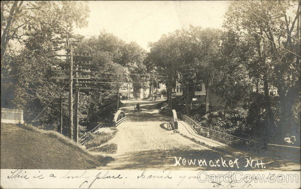 Tree-Lined Street and Bridge Newmarket New Hampshire
