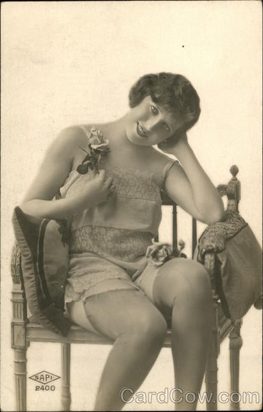 Portrait of Woman in Undergarments Risque & Nude