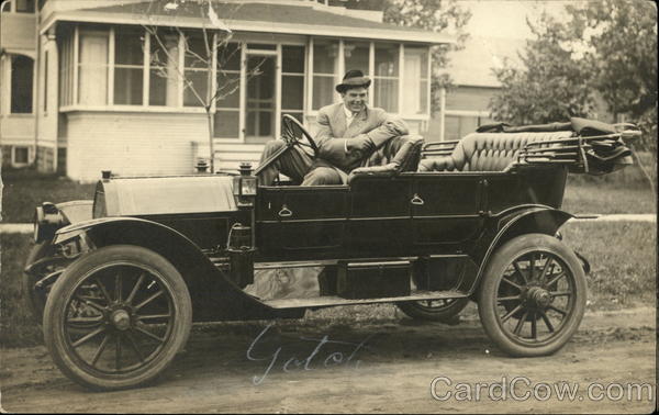 Portrait of Man in Open Car Cars
