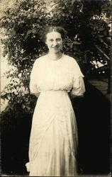 Portrait of Woman in White Dress Postcard