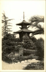Japanese Gardens - Pagoda Hollywood, CA Postcard Postcard