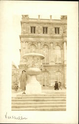 Woman Standing In Front of Versailles Palace France Postcard Postcard