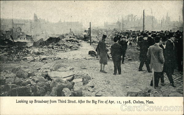 Looking up Broadway from Third Street Chelsea Massachusetts