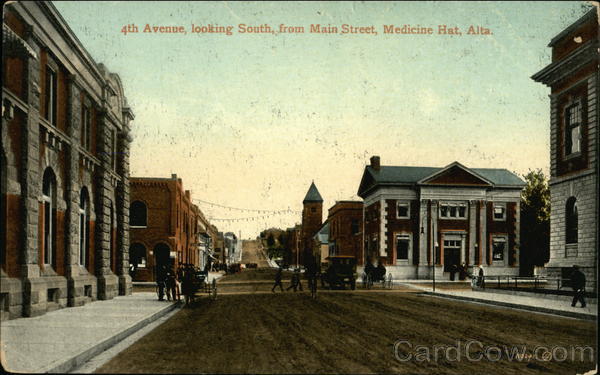 4th Avenue Looking South From Main Street Medicine Hat AB Canada