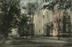 Grammer School Showing Congregational and Baptist Churches Clinton, MA Postcard Postcard