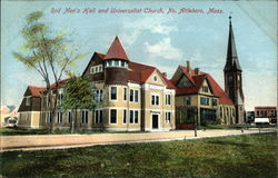 Red Men's Hall and Universalist Church Postcard