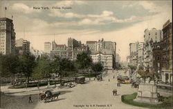 Union Square, With Horse Carriages and Trolley Car Postcard
