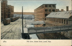 Mill Scene on Jackson Street Lowell, MA Postcard Postcard