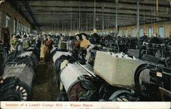 The Weave Room, Interior Of A Lowell Cotton Mill Massachusetts Postcard Postcard