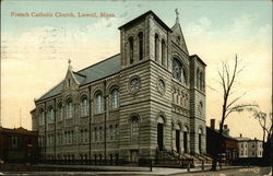 French Catholic Church Lowell, MA Postcard Postcard