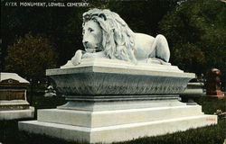 Ayer Monument, Lowell Cemetary Massachusetts Postcard Postcard