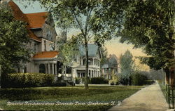 Beautiful Residences along Riverside Drive Binghamton, NY Postcard Postcard