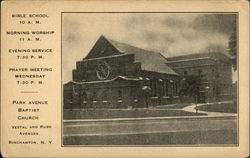 Park Avenue Baptist Church Binghamton, NY Postcard Postcard