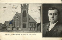 The Boulevard Church, Parsonage and Pastor Postcard