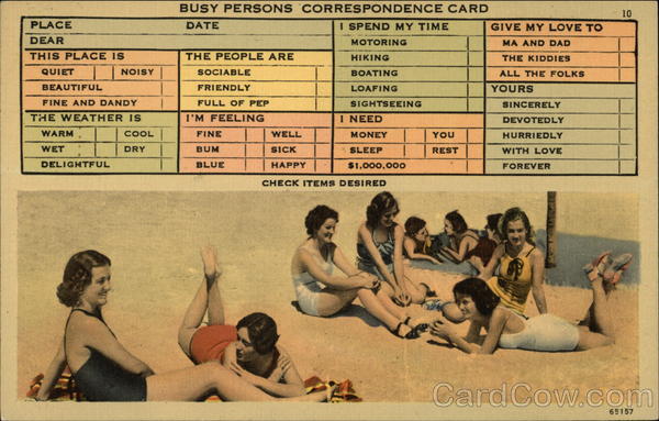 Busy Persons Correspondence Card Women