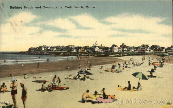 Bathing Beach and Concordville York Beach Maine